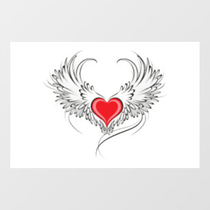 Autocollant Pour Fenêtre Red Angel Coeur avec ailes