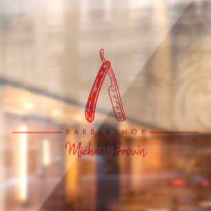 Autocollant Pour Fenêtre Red Barber Razor Logo