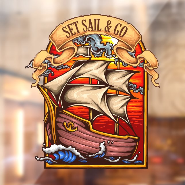 Autocollant Pour Fenêtre Régler La Voile Et Aller Bateau À Voile Art Nautiq (Feuille 2)