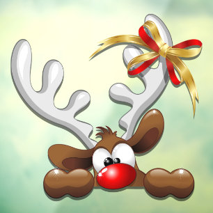 Autocollant Pour Fenêtre Reindeer Puzzled drôle Caractère de Noël
