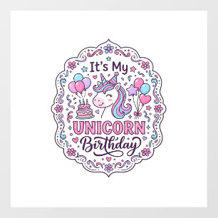 Autocollant Pour Fenêtre Reine d'anniversaire de licorne de Terre de licorn