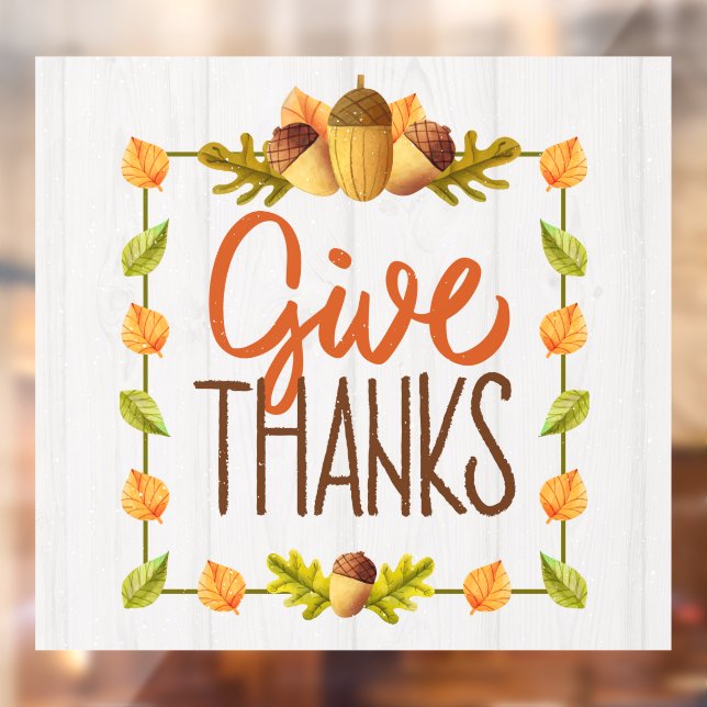 Autocollant Pour Fenêtre Remerciez Thanksgiving Window Cling (Feuille 2)