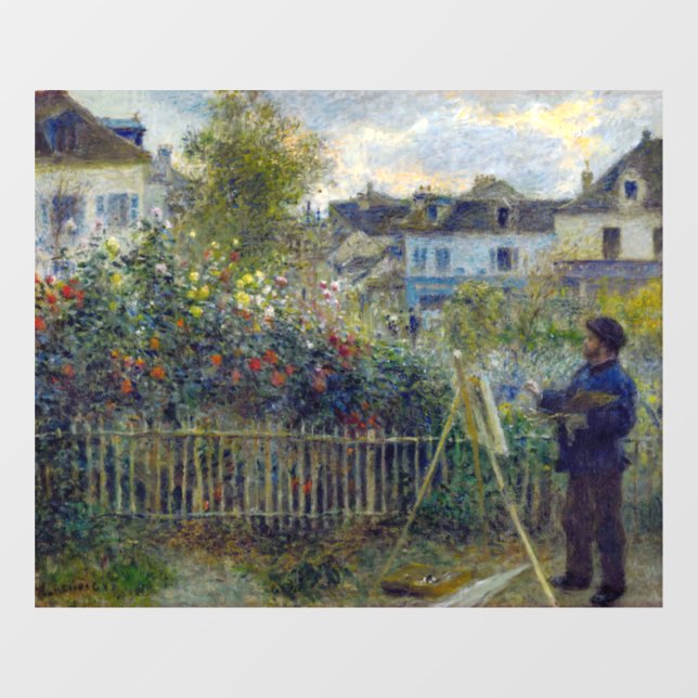 Autocollant Pour Fenêtre Renoir - Claude Monet Peinture dans son jardin (Feuille)