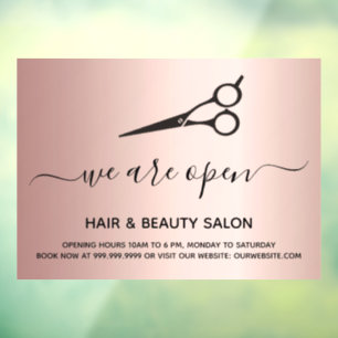 Autocollant Pour Fenêtre Réouverture du salon de beauté cheveux rose gold