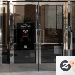 Autocollant Pour Fenêtre Réparation automobile professionnelle, heures d'ou