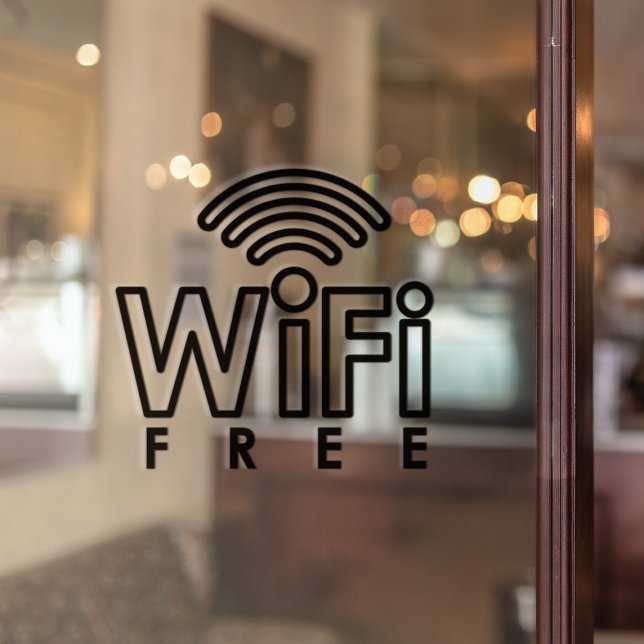 Autocollant Pour Fenêtre Réseau Wifi Gratuit Mot de passe Internet Café  (Créateur téléchargé)