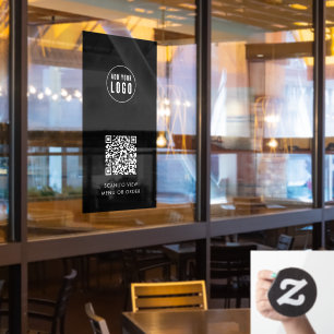 Autocollant Pour Fenêtre Restaurant Café Ajouter logo et code QR Couleur pe