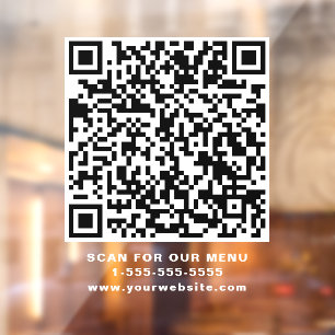 Autocollant Pour Fenêtre Restaurant Café QR Code Blanc