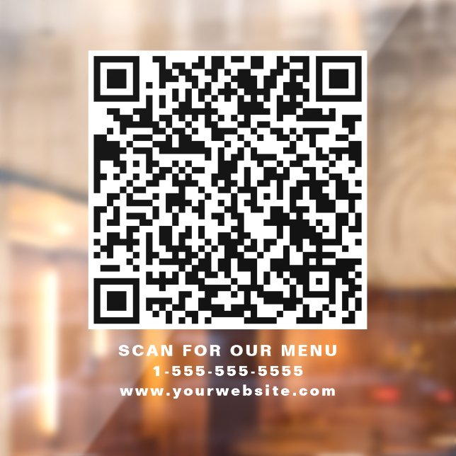 Autocollant Pour Fenêtre Restaurant Café QR Code Blanc (Feuille 2)