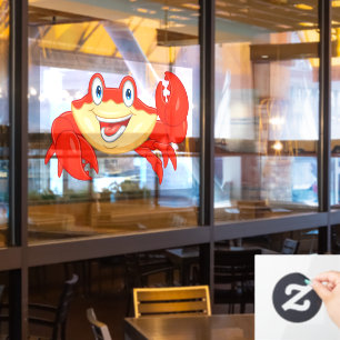 Autocollant Pour Fenêtre Restaurant de fruits de mer Crabe Sourire Personna