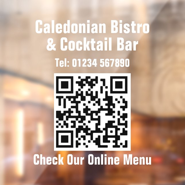 Autocollant Pour Fenêtre Restaurant en ligne Menu QR Code (Feuille 2)