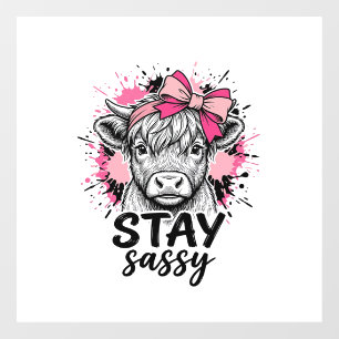 Autocollant Pour Fenêtre Reste Sassy Vache Highland Rose Gravure Vintage Sh