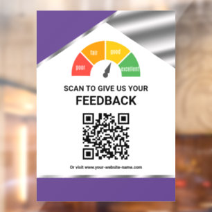 Autocollant Pour Fenêtre Retour client QR Code sans contact Violet