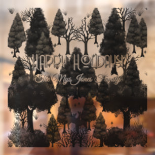 Autocollant Pour Fenêtre Rétro minimaliste personnalisé Arbres de vacances