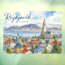 Reykjavik Islande souvenir aquarelle 