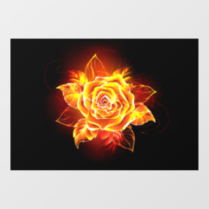 Autocollant Pour Fenêtre Rose de feu en fleurs