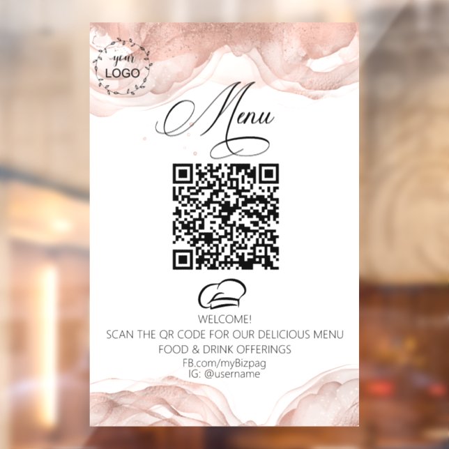 Autocollant Pour Fenêtre *~* Rose Gold Diner Logo alimentaire QR  (Feuille 2)