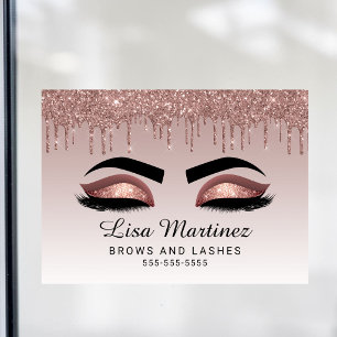 Autocollant Pour Fenêtre Rose Gold Parties scintillant Lash Brow Beauty Bus
