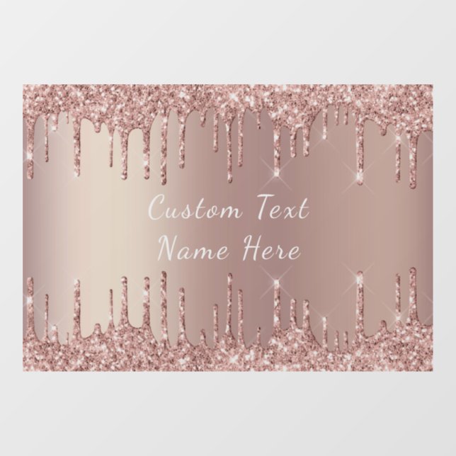 Autocollant Pour Fenêtre Rose Gold Parties scintillant Nom de texte personn (Feuille)
