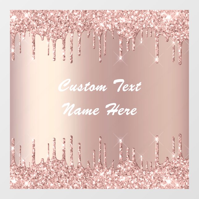 Autocollant Pour Fenêtre Rose Gold Parties scintillant Nom de texte personn (Feuille)