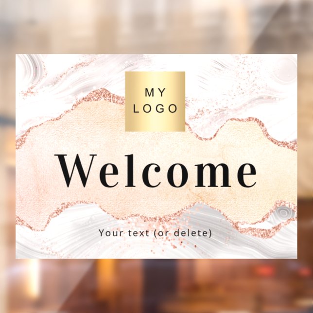 Autocollant Pour Fenêtre Rose or agate marbre d'affaires logo d'entreprise (Feuille 2)