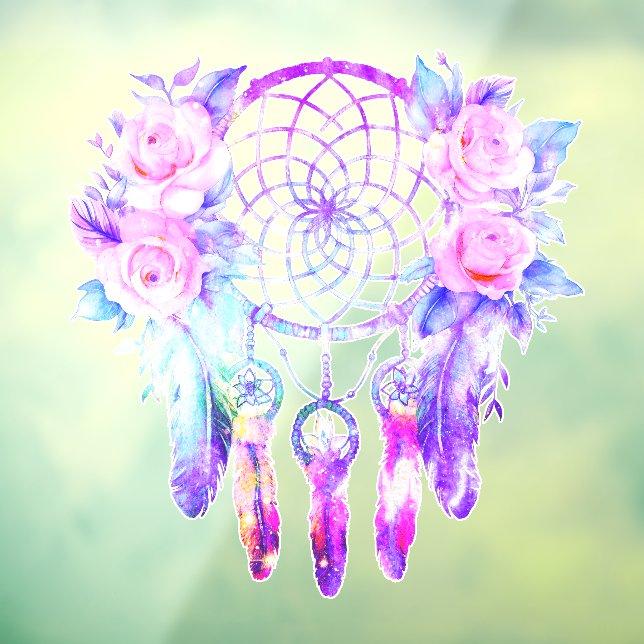 Autocollant Pour Fenêtre Roses roses roses Dreamcatcher Rêves floraux (Feuille 3)