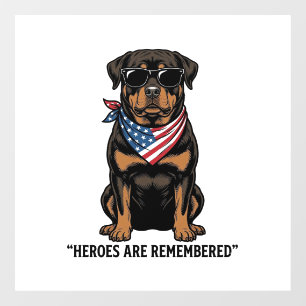 Autocollant Pour Fenêtre Rottweiler Patriotique Chien Héros Design Vintage_
