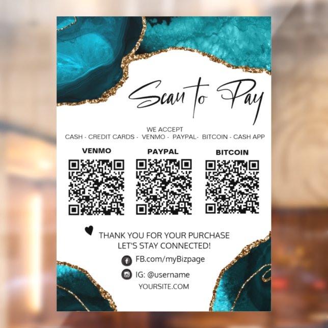 Autocollant Pour Fenêtre *~* RQF 3 PAIEMENT Turquoise AGATE OR fenêtre Deca (Feuille 2)