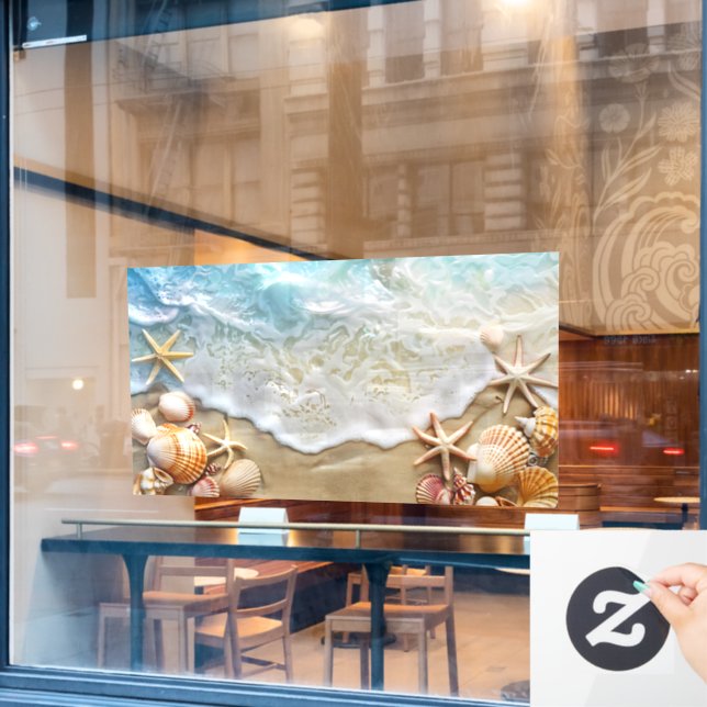 Autocollant Pour Fenêtre Sable et mer (Fenêtre de café)