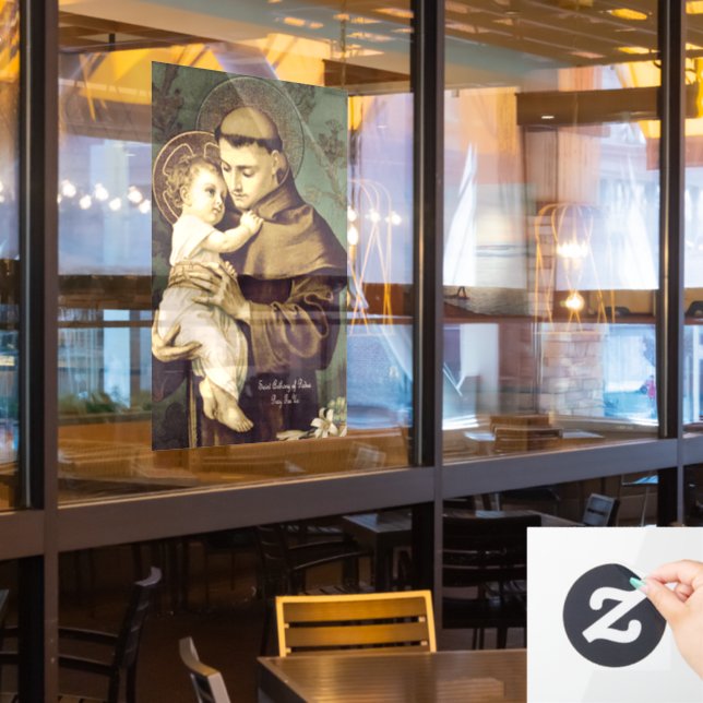 Autocollant Pour Fenêtre Saint Antoine de Padoue (Fenêtre du restaurant)