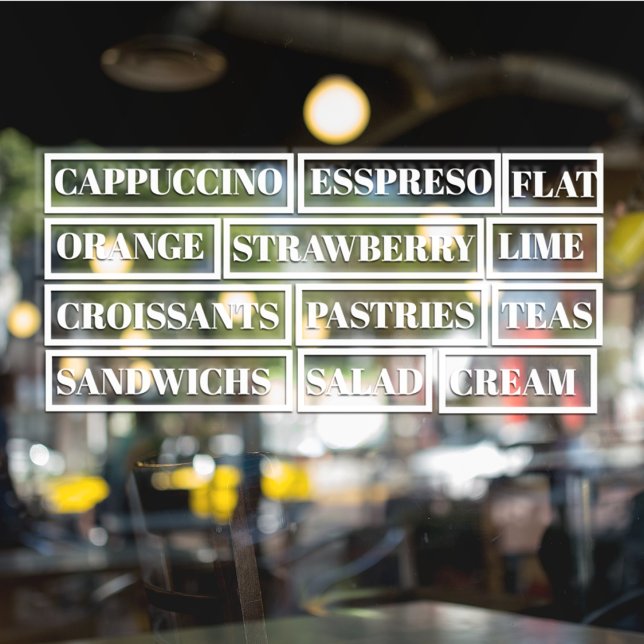 Autocollant Pour Fenêtre Salades de thé café Vinyles de fenêtre transparent (Créateur téléchargé)