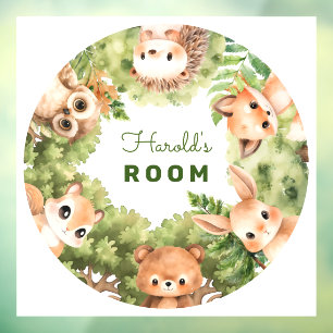 Autocollant Pour Fenêtre Salle de bébé personnalisée Woodland