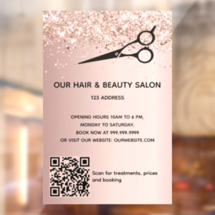 Autocollant Pour Fenêtre Salon de beauté des cheveux rose parties scintilla