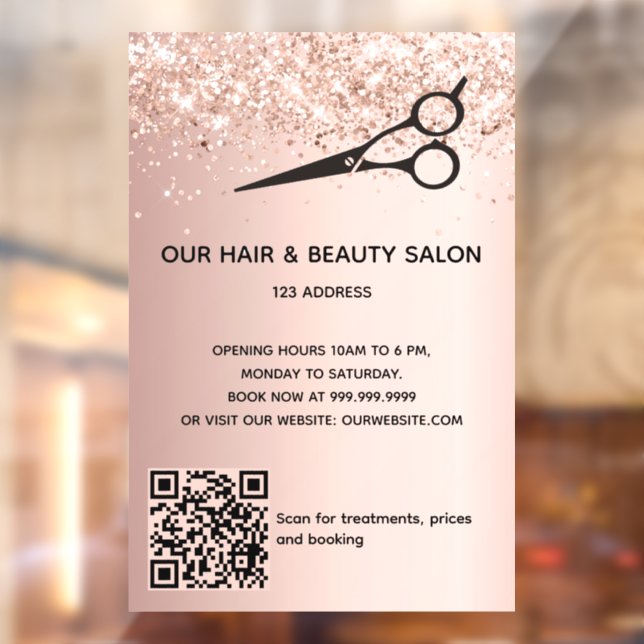 Autocollant Pour Fenêtre Salon de beauté des cheveux rose parties scintilla (Feuille 2)