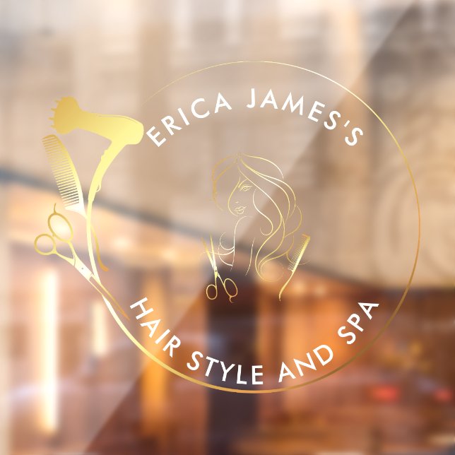 Autocollant Pour Fenêtre Salon de beauté en or et noir (Feuille 2)