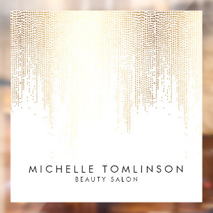 Autocollant Pour Fenêtre Salon de Beauté Luxe Faux Or Confetti Pluie