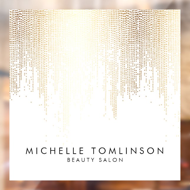 Autocollant Pour Fenêtre Salon de Beauté Luxe Faux Or Confetti Pluie (Feuille 2)