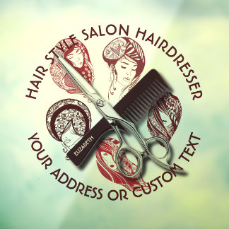 Autocollant Pour Fenêtre Salon De Beauté Ou Liste De Cheveux Nom