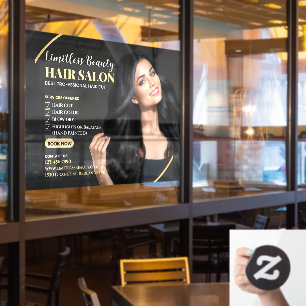 Autocollant Pour Fenêtre Salon de beauté personnalisé Brunette Model Shop