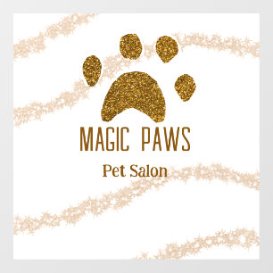 Autocollant Pour Fenêtre salon de beauté pour animaux à paillettes dorées a