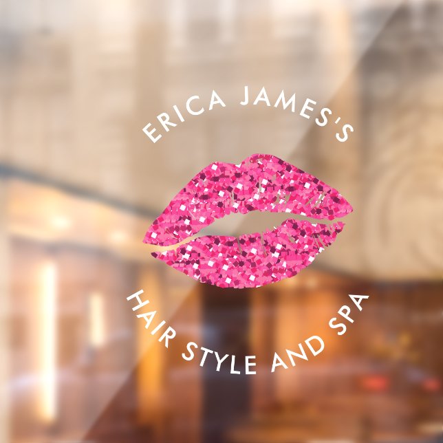 Autocollant Pour Fenêtre Salon de beauté turquoise Green Lips (Feuille 2)