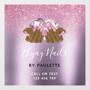 Autocollant Pour Fenêtre Salon de manucure violet rose femme mains technici