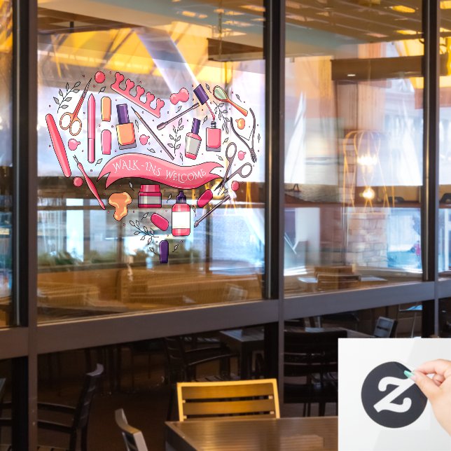 Autocollant Pour Fenêtre Salon d'ongles Bienvenue aux entrées Ongle Pédicur (Fenêtre du restaurant)