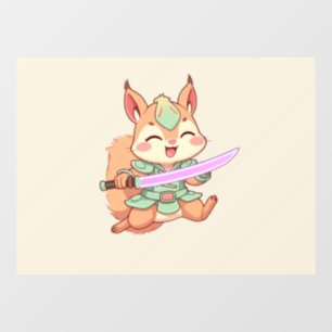 Autocollant Pour Fenêtre Samouraï écureuil kawaii.