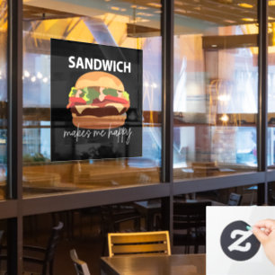 Autocollant Pour Fenêtre Sandwich Me Rend Heureux Restaurant Café