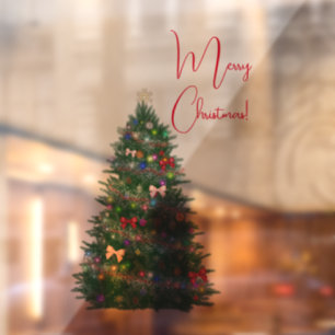 Autocollant Pour Fenêtre Sapin de Noël décoré de couleurs