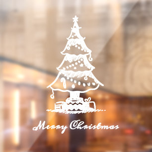 Autocollant Pour Fenêtre Sapin de Noël Joyeux Noël Vacances