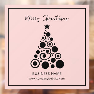 Autocollant Pour Fenêtre Sapin de Noël noir sur bureau rose d'entreprise