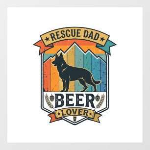 Autocollant Pour Fenêtre Sauver Papa Amateur de Bière Chien Vintage Sunset_