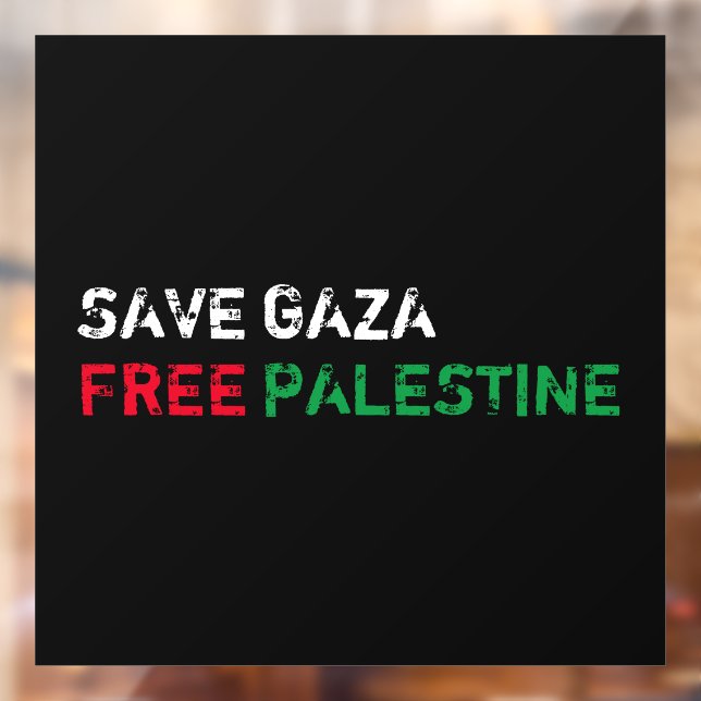 Autocollant Pour Fenêtre Save Gaza Free Palestine blanc rouge noir (Feuille 2)